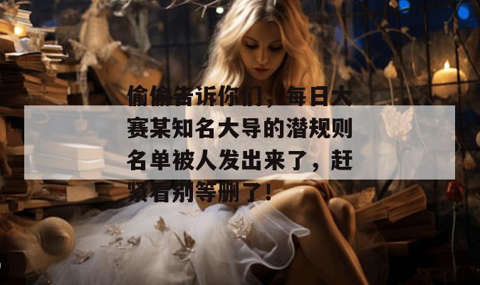 偷偷告诉你们，每日大赛某知名大导的潜规则名单被人发出来了，赶紧看别等删了！  第1张